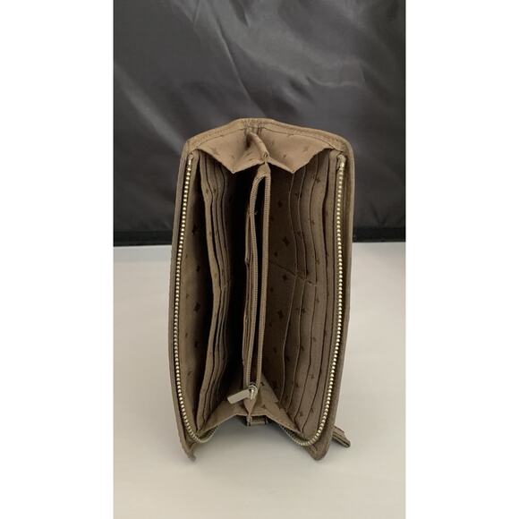 Vintage Fossil Maddox Leather Wallet Long Card Holders Tan Side Zip - Picture 3 of 10